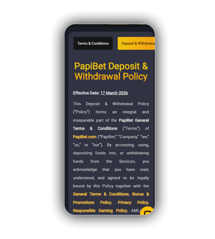 PapiBet payment methods with seven cryptocurrencies and standard rails