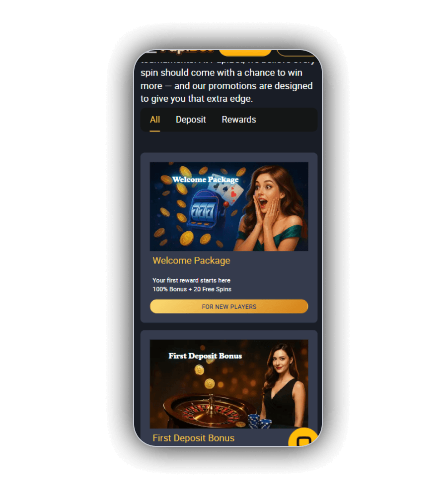 PapiBet welcome package and promotions grid